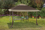 CROWN SHADES 13x13 Canopy Pop up Gazebo Yard Gazebo Canopy, Patented One Push Tent Canopy with Full Auto Awnings, Two Tiered Vented Top, Wheeled Carry Bag, 4 Ropes & Upgrade Stakes, Beige & Coffee