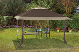 CROWN SHADES 13x13 Canopy Pop up Gazebo Yard Gazebo Canopy, Patented One Push Tent Canopy with Full Auto Awnings, Two Tiered Vented Top, Wheeled Carry Bag, 4 Ropes & Upgrade Stakes, Beige & Coffee